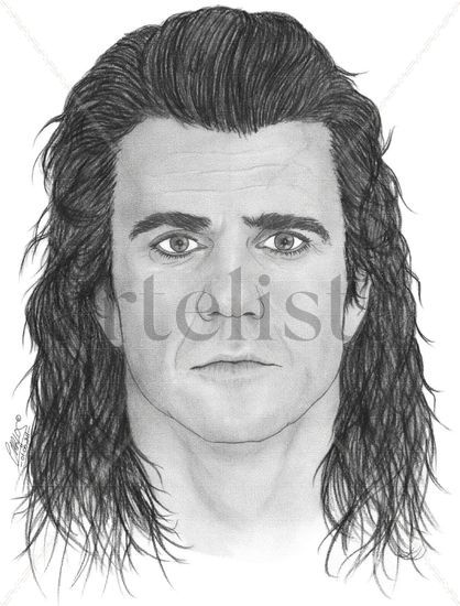 Mel Gibson - Braveheart Graphite Paper Portrait