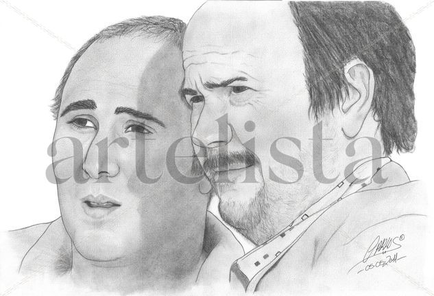 Paquirrín y Santiago Segura Graphite Paper Portrait