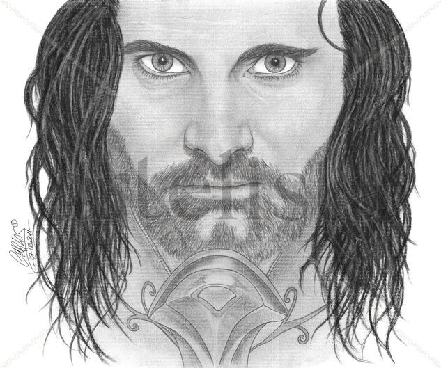 Viggo Mortensen Grafito Papel Retrato