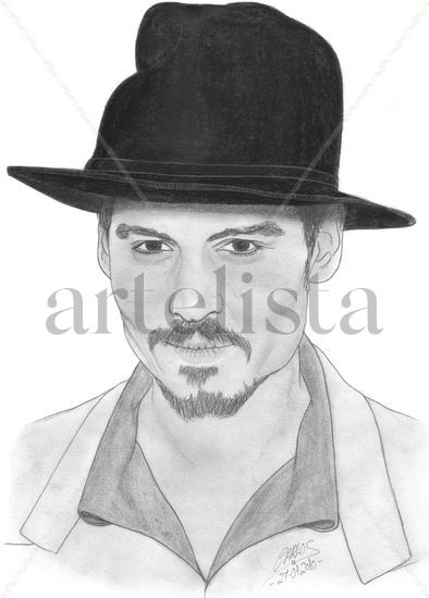 Johnny Depp Grafito Papel Retrato