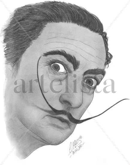 Salvador Dalí Grafito Papel Retrato