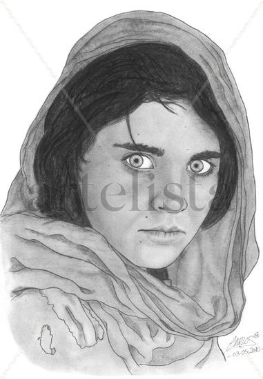 Sharbat Gula - National Geographic Graphite Paper Portrait