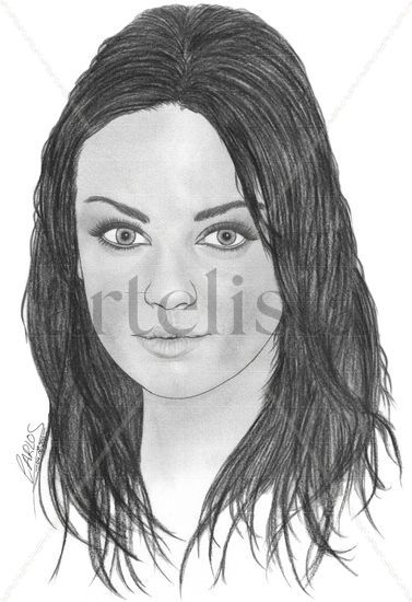 Mila Kunis Grafito Papel Retrato