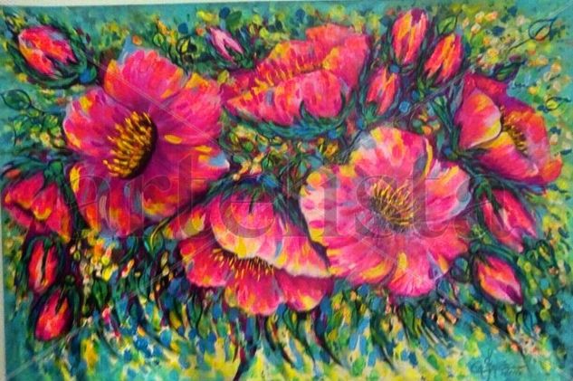 AMAPOLAS FUCSIAS Oil Canvas Floral Painting