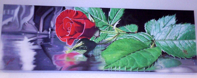 rosa caida Oil Canvas Floral Painting