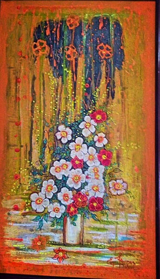 Margaritas Blancas Mixed media Canvas Floral Painting