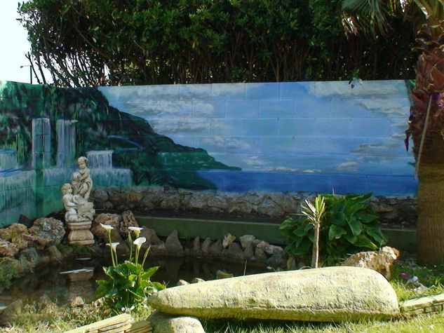 decoracion graffiti jardin cascada Oil Canvas Landscaping