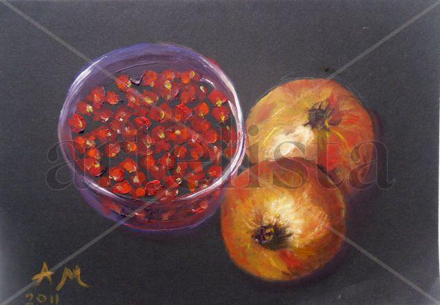 "Granadas" Oil Paper Still Life Paintings