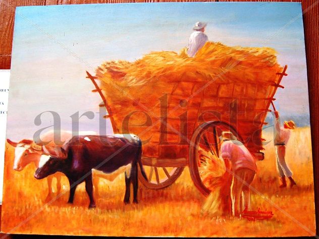 HOMBRES DE CAMPO EN CARRETA