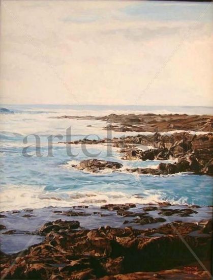 La Costa en Tenerife Oil Panel Marine Painting