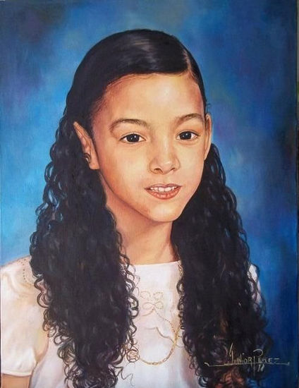 niña de pelo riso Oil Canvas Portrait