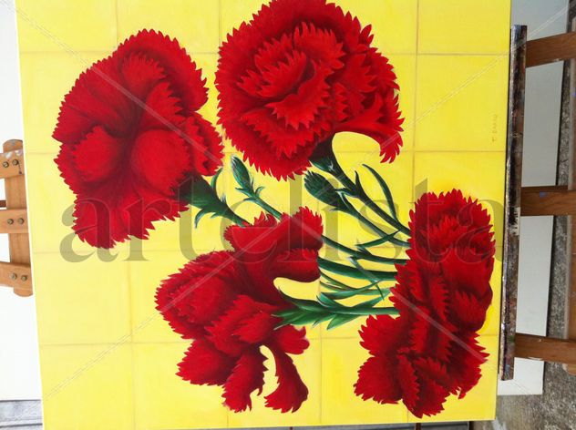 CLAVELES CON AZULEJOS