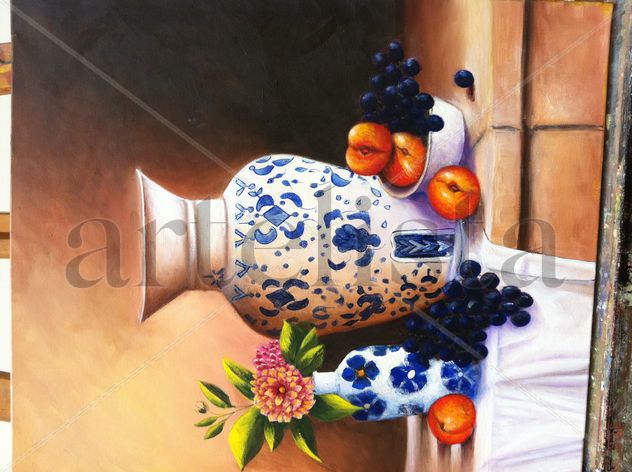 JARRON CON FRUTAS Y FLORES