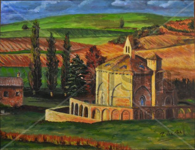 Monasterio de Eunate Oil Canvas Landscaping