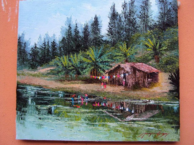 paisaje lago de yojoa Honduras Oil Canvas Landscaping