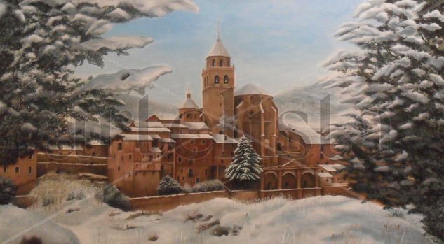 Nieve en Albarracín Oil Canvas Landscaping