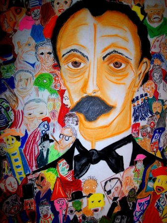 Marti en Ensor 2 Pastel Paper Figure Painting