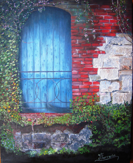 Ventana azul Oil Canvas Landscaping