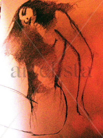 movimiento de un cuerpo Mixed media Card Nude Paintings