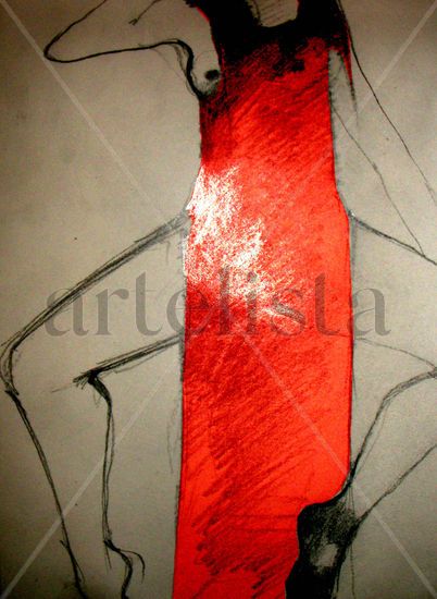 el costumbre rojo Mixed media Card Nude Paintings