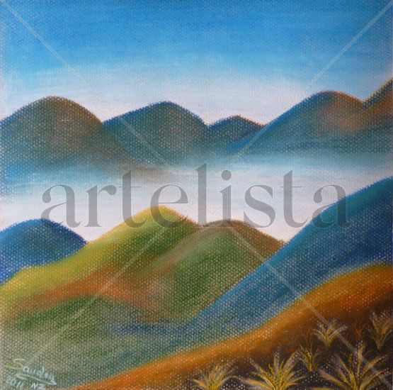 PAISAJE NEOZELANDES Pastel Papel Paisaje