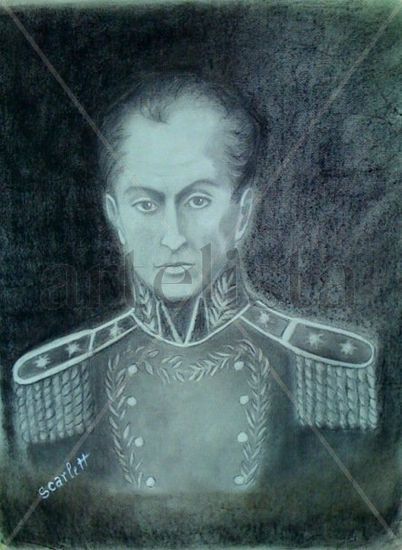 Simon Bolivar Oil Canvas Portrait