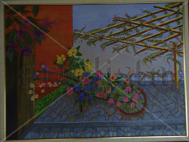 Carretilla de sueños Oil Canvas Floral Painting