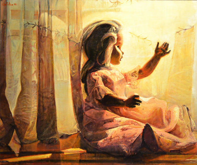 La Muñequita Oil Panel Figure Painting