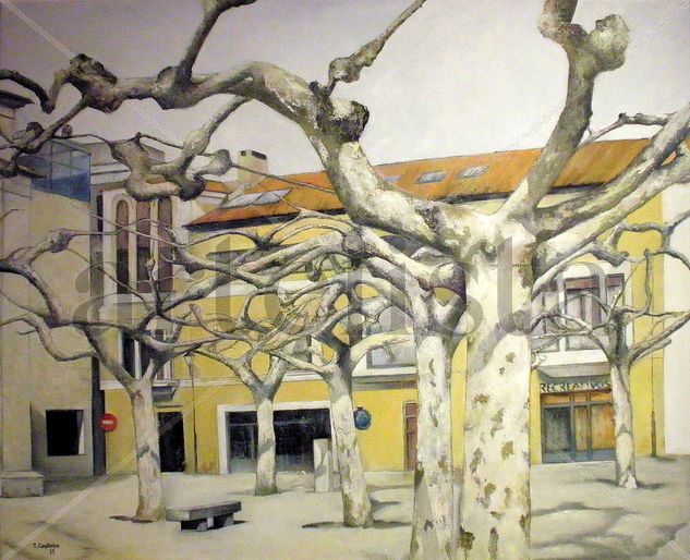 otoño-Plaza de Viriato-Zamora Oil Canvas Landscaping