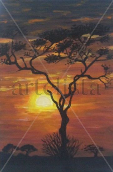 Anochecer en Serengueti Acrylic Canvas Landscaping