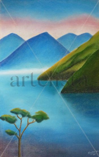 PAISAJE NEOZELANDES 2 Pastel Papel Paisaje