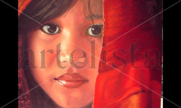 la niña de los ojos negros Oil Canvas Portrait