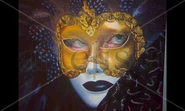 los ojos del carnaval Oil Canvas Portrait