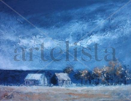 " RANCHERIO EN LA TORMENTA " Acrylic Panel Landscaping