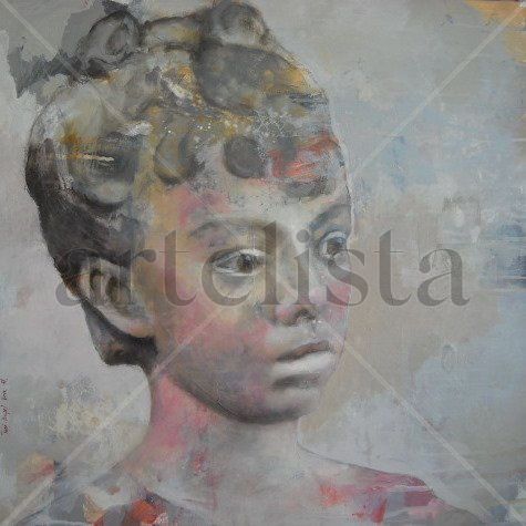 Niña en rosa Acrylic Panel Figure Painting