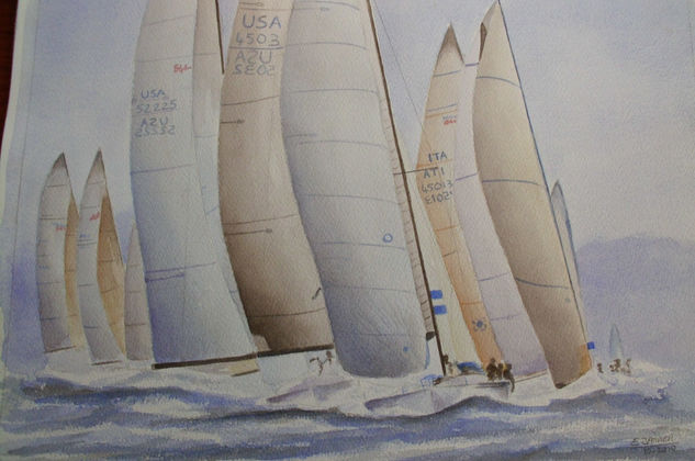 regata 06 Watercolour Paper Marine Painting