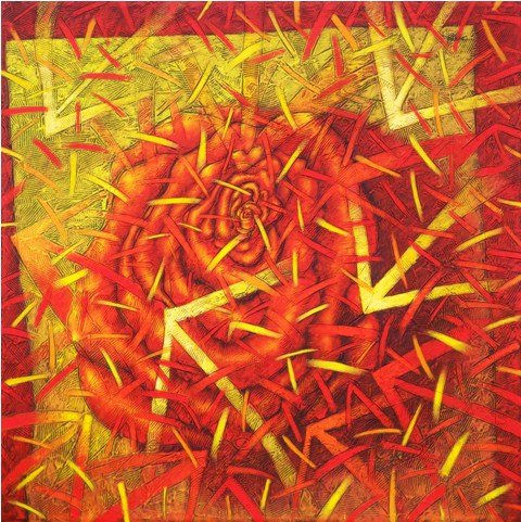 Rosso Di Fiore Chiaro Mixed media Canvas Floral Painting