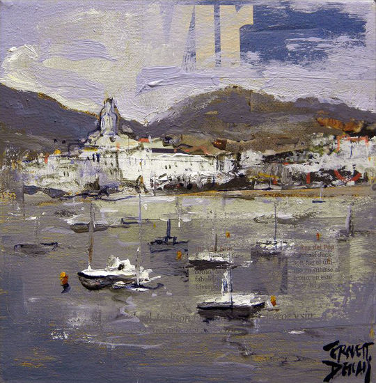 CADAQUES-MARINA-BARCAS-PAISAJES-MAR-CUADROS-PINTOR-ERNEST DESCALS Oil Canvas Marine Painting