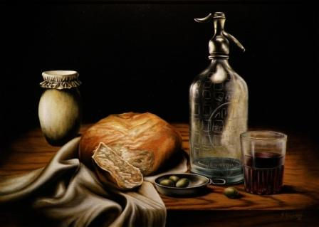 N°52-Placeres del Domingo Oil Textile Still Life Paintings