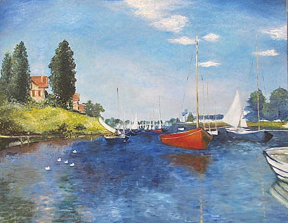 Mis botes rojos para Monet Oil Canvas Landscaping