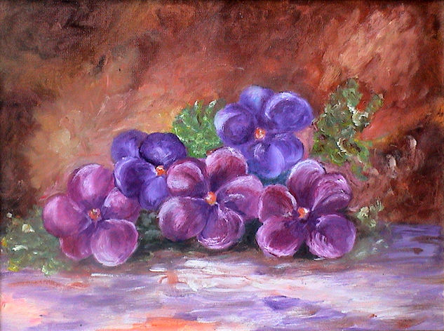 violetones Oil Canvas Floral Painting