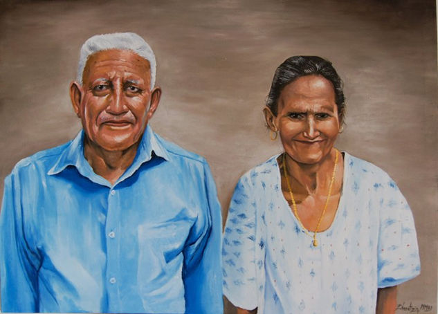 Pareja de abuelos Oil Canvas Landscaping