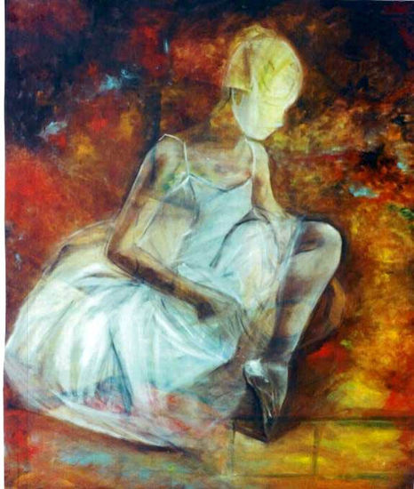 Bailarina Estilizada Oil Textile Figure Painting