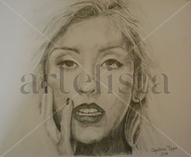 Retrato Christina Aguilera Charcoal