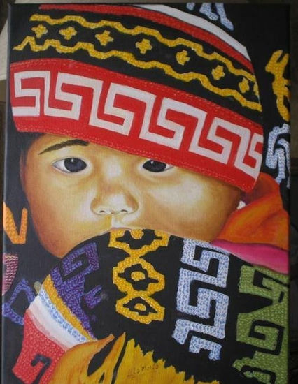 Bebe Inca Oil Canvas Portrait