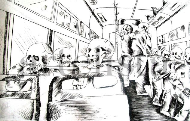 calaveras en autobus