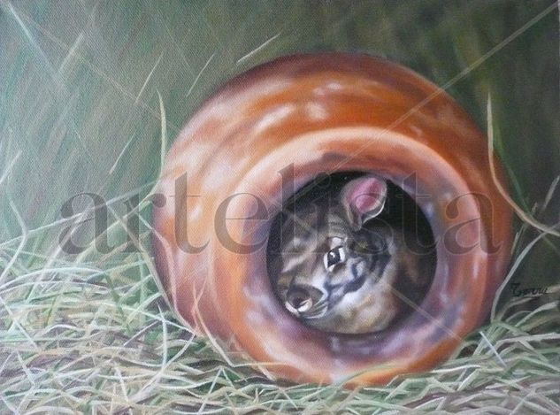 La casa del conejo "Rabbit Cozzy Home" Oil Canvas Animals