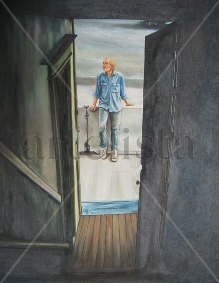 In the Doorway Oil Canvas Portrait