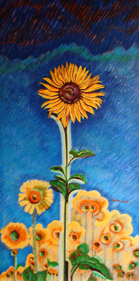 Girasol Oil Panel Floral Painting