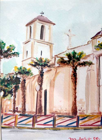 Iglesia Acuarela Papel Paisaje